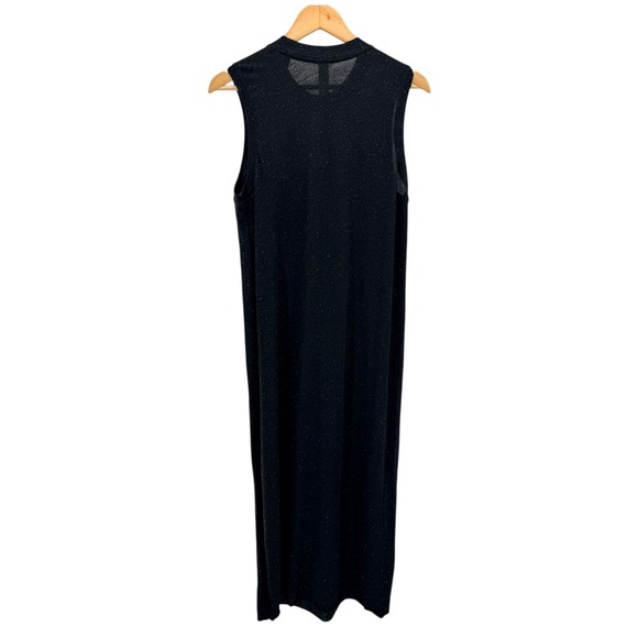 ATM Black Speckled Muscle Tee Maxi Dress Side Slits Pocket Casual Relaxed Travel - Picture 6 of 10